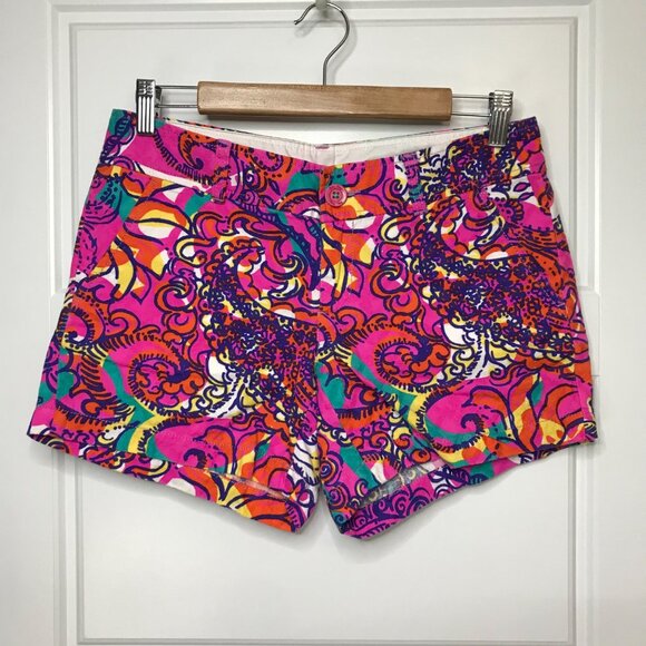Lilly Pulitzer The Callahan Short Women's Size‎ 4 Textured Paisley Print Cotton - Picture 2 of 11